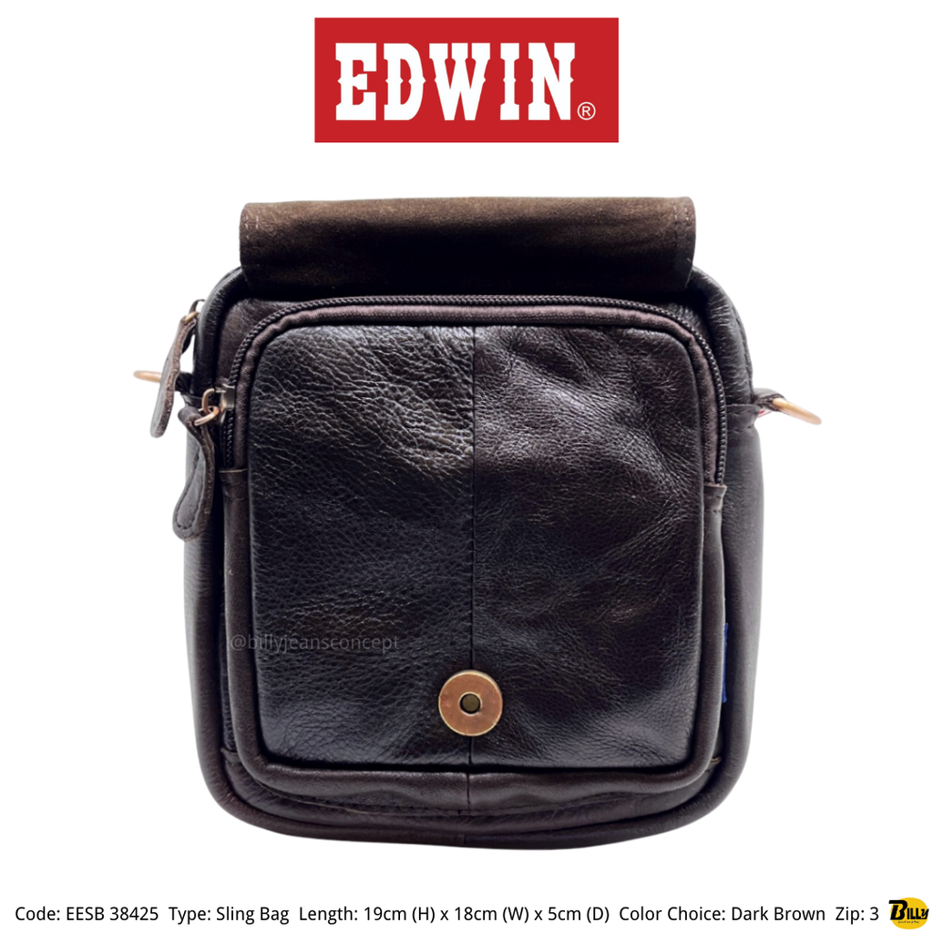 Code EESB 38423 Type Sling Bag Length 19cm (H) x 18cm (W) x 5cm (D) Color Choice Dark Brown Zip 3 - 5-1716622746796
