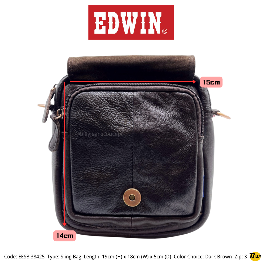 Code EESB 38423 Type Sling Bag Length 19cm (H) x 18cm (W) x 5cm (D) Color Choice Dark Brown Zip 3 - 6-1716622746804