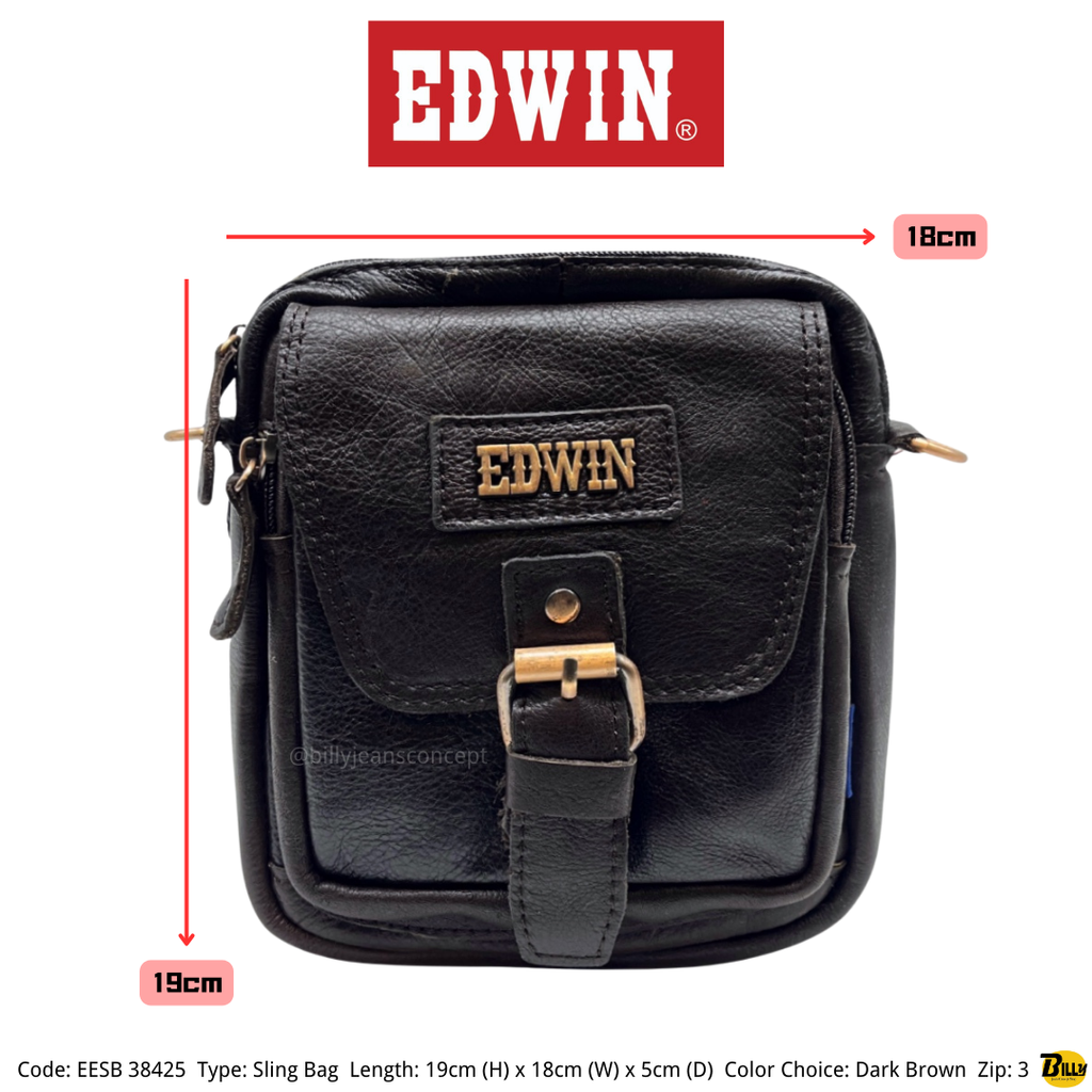 Code EESB 38423 Type Sling Bag Length 19cm (H) x 18cm (W) x 5cm (D) Color Choice Dark Brown Zip 3 - 7-1716622746814