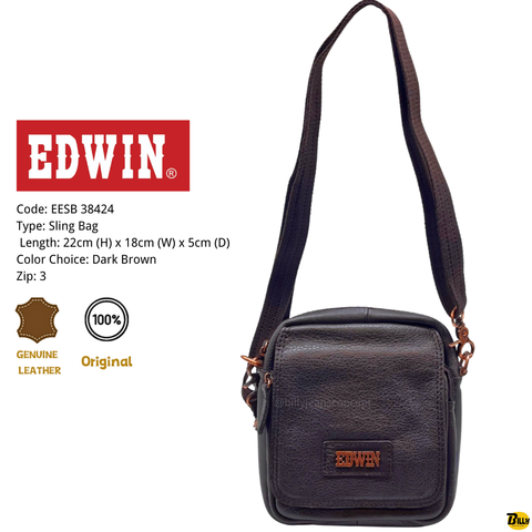 Code EESB 38423 Type Sling Bag Length 19cm (H) x 18cm (W) x 5cm (D) Color Choice Dark Brown Zip 3 - 1-1716623595832