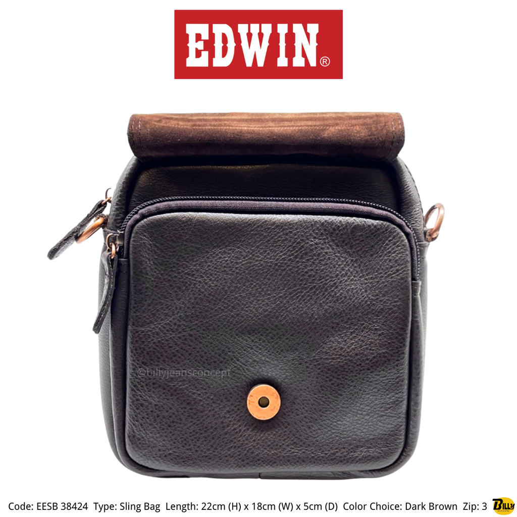 Code EESB 38423 Type Sling Bag Length 19cm (H) x 18cm (W) x 5cm (D) Color Choice Dark Brown Zip 3 - 5-1716623595864