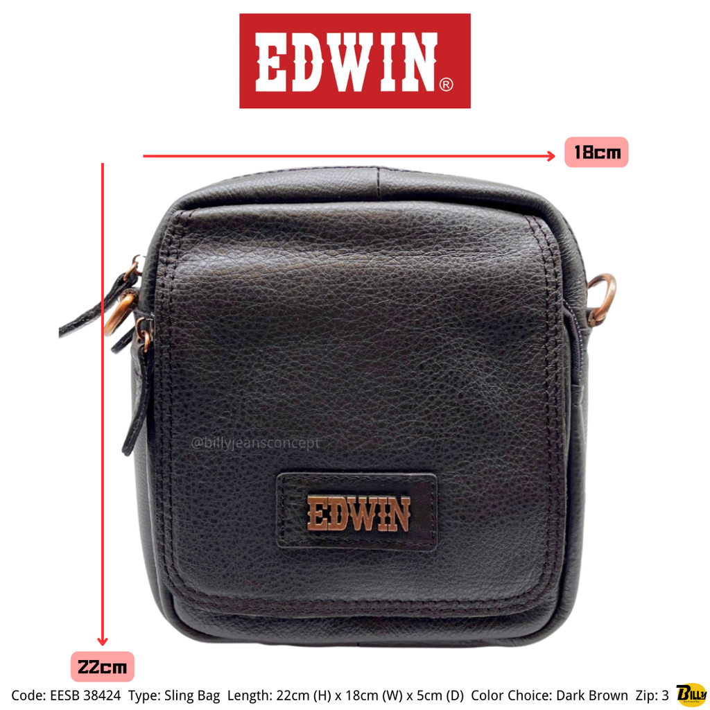 Code EESB 38423 Type Sling Bag Length 19cm (H) x 18cm (W) x 5cm (D) Color Choice Dark Brown Zip 3 - 7-1716623595881