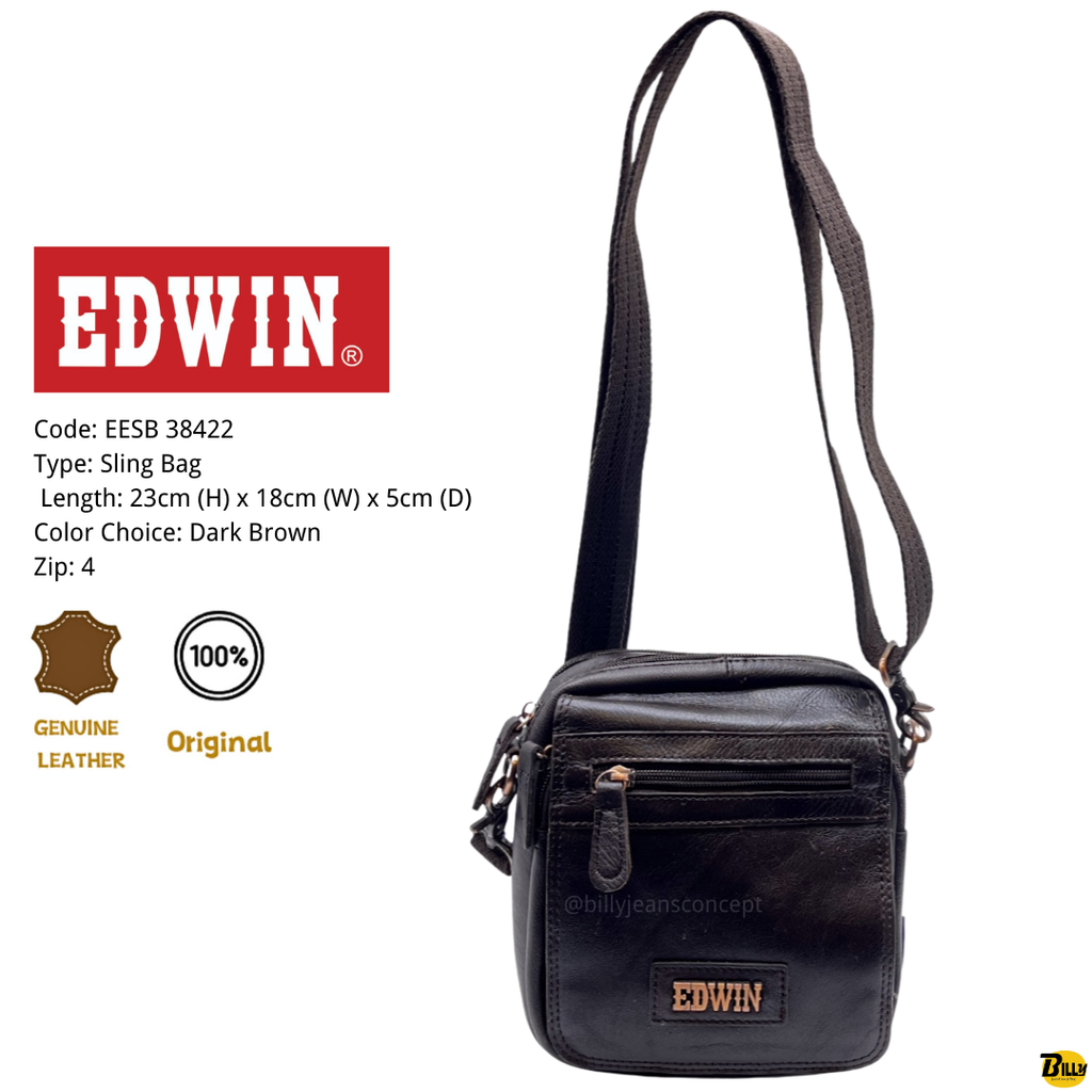 Code EESB 38423 Type Sling Bag Length 19cm (H) x 18cm (W) x 5cm (D) Color Choice Dark Brown Zip 3 - 1-1716624263382