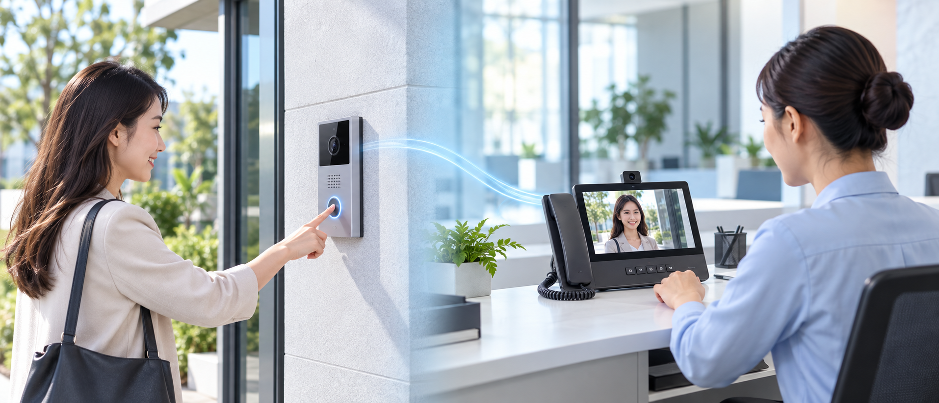 訪客按下 IP 門口機後，管理人員從視訊管理機查看來電影像