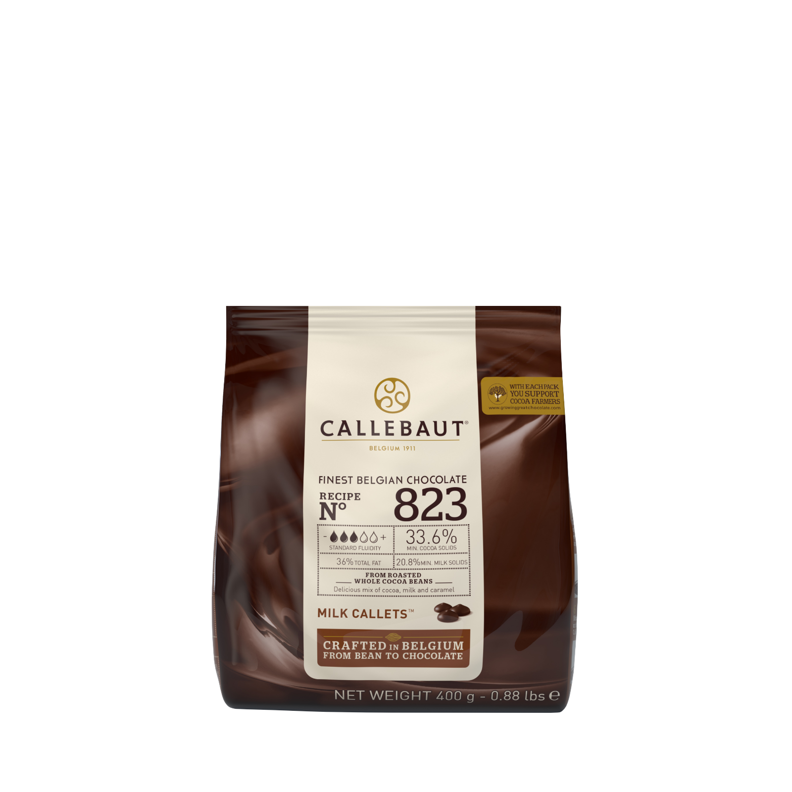 33.6% Callebaut Belgian Chocolate 823 Milk Callets 400gm.png
