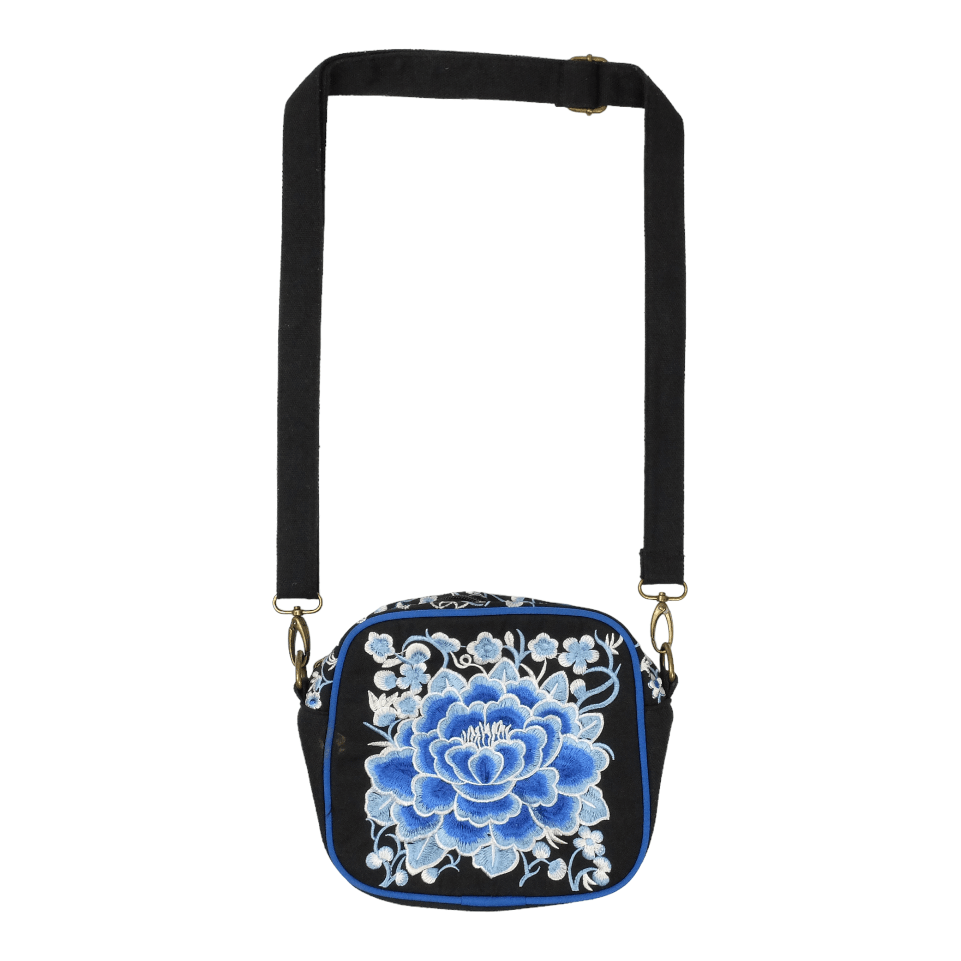 Black Floral Embroidered Crossbody Bag FIFTH