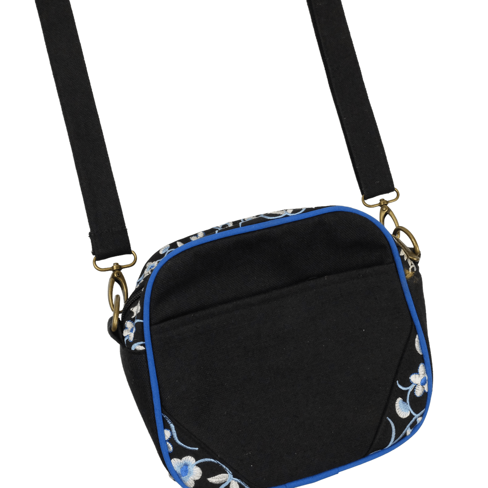 Black Floral Embroidered Crossbody Bag FIFTH