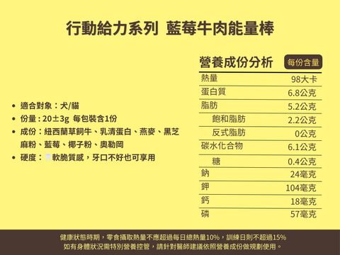 行動給力系列  藍莓牛肉能量棒