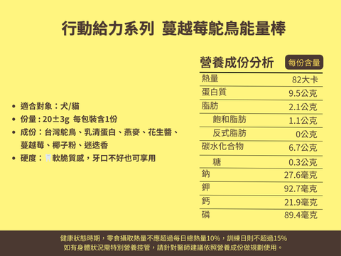 行動給力系列  蔓越莓鴕鳥能量棒