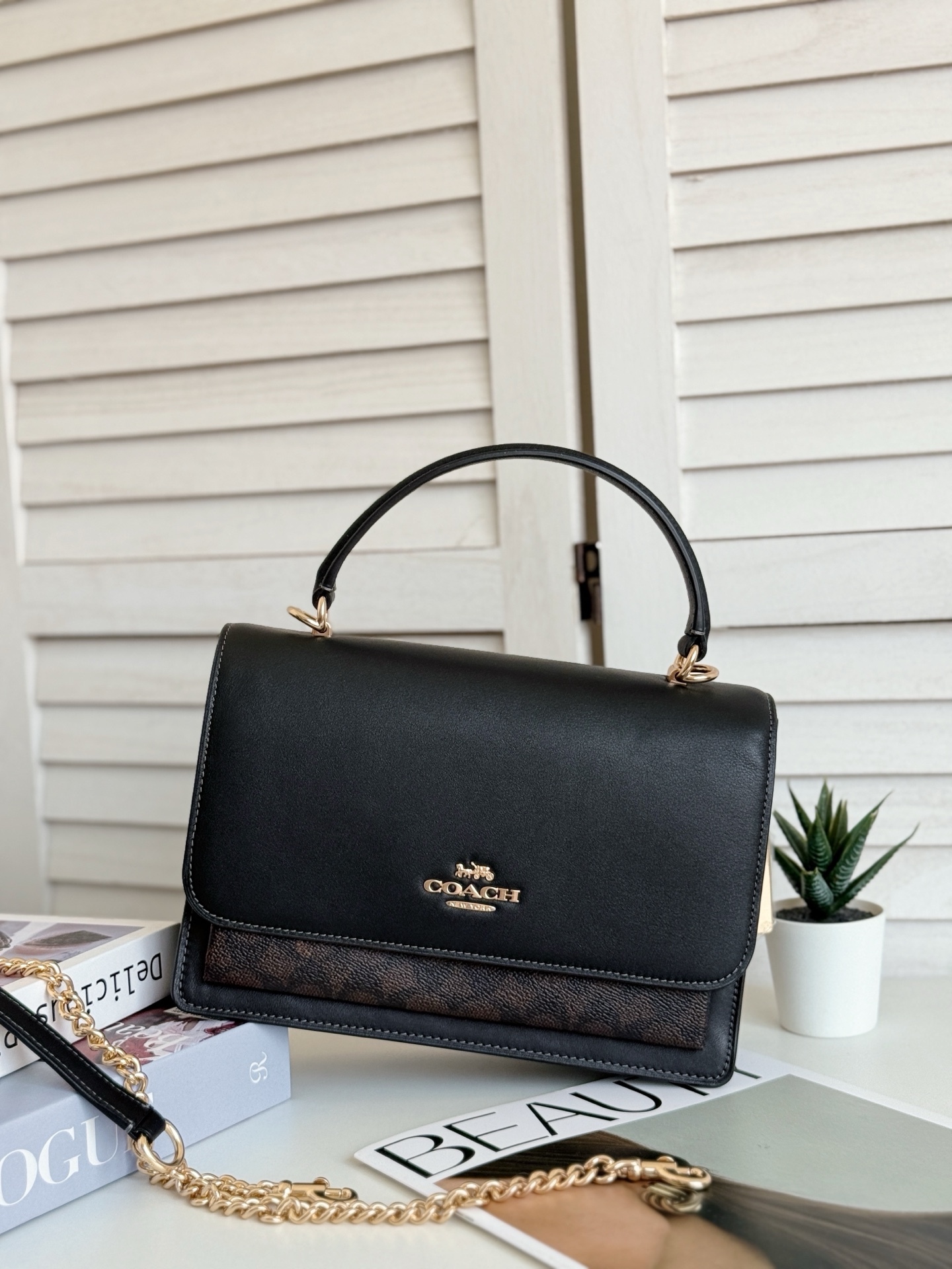 COACH CY687 KLARE TOP HANDLE BAG IN SIGNATURE CANVAS IN WALNUT 