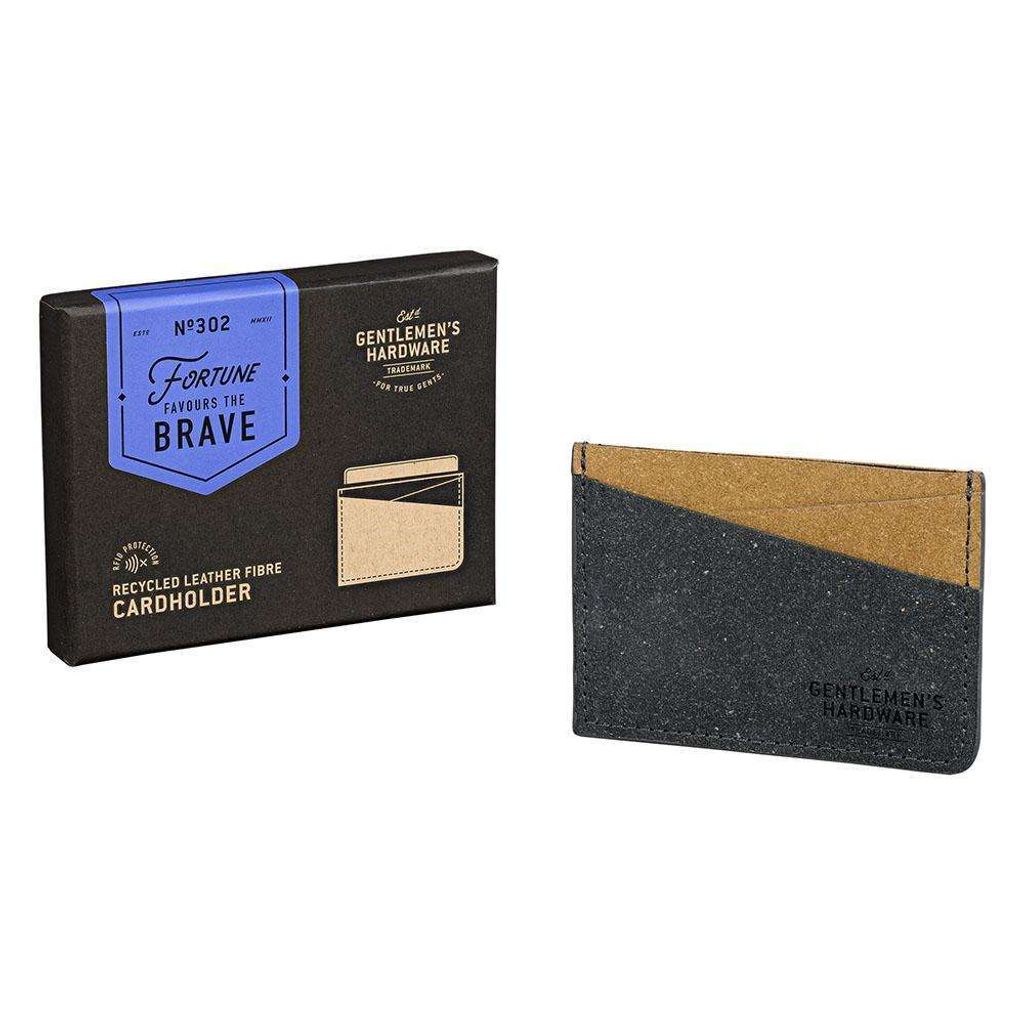 GEN302_Black & Tan Recycled Leather Card Holder_angle.jpg