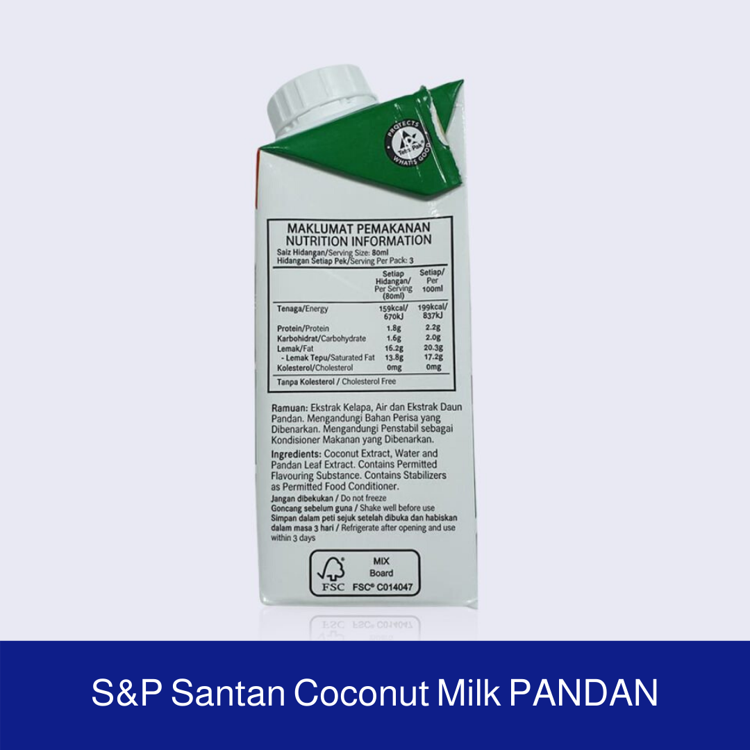 Coconut Milk Pandan 200ml x 6 S&P Industries