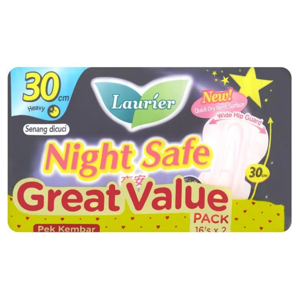 Laurier Night Safe 30cm Heavy Flow 2 X 16 Pads Easyshoper