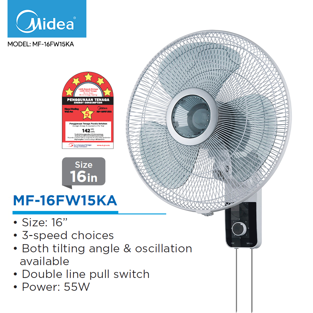 Description: KM Lighting - Product - Midea Wall Fan 16" (MF-16FW15KA)