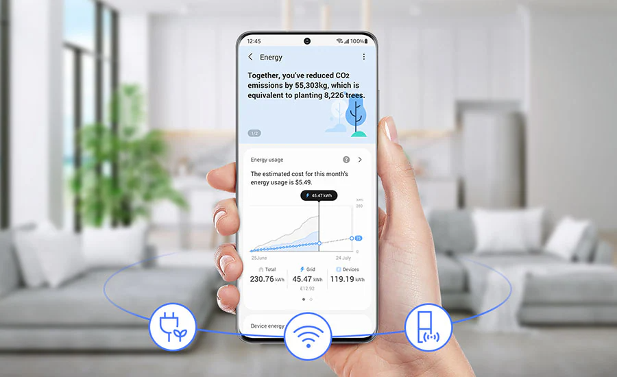 Description: A person is using the SmartThings Energy and checks the energy usage. 
