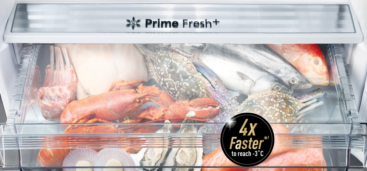 Description: Faster Soft Freezing Keeps Food Fresh with Prime Fresh+