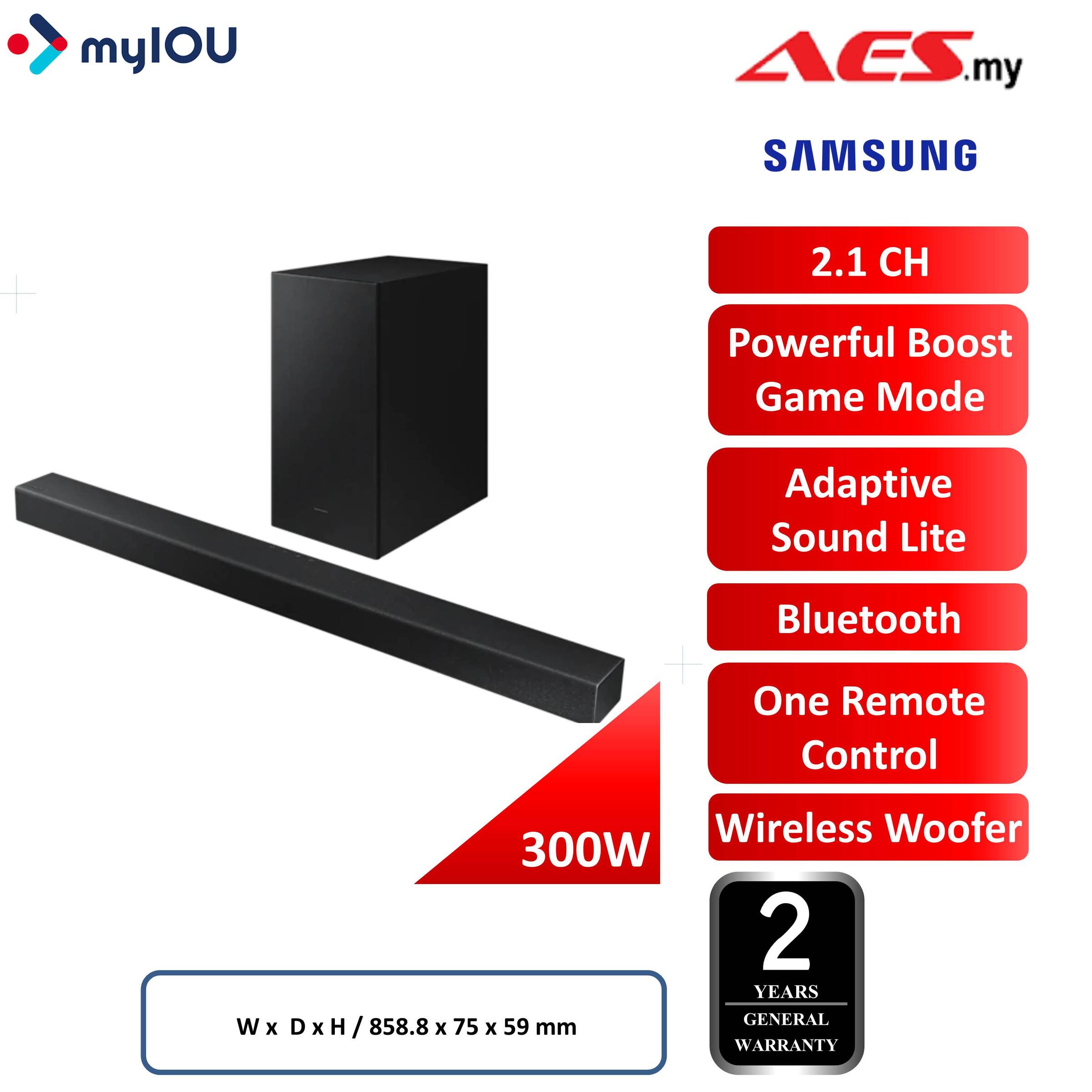 SAMSUNG HW-B450/XM 2.1 CHANNEL 300W DOLBY AUDIO DTS VIRTUAL:X BASS BOOST SOUND  BAR – A.E.S ELECTRICAL SUPERSTORE