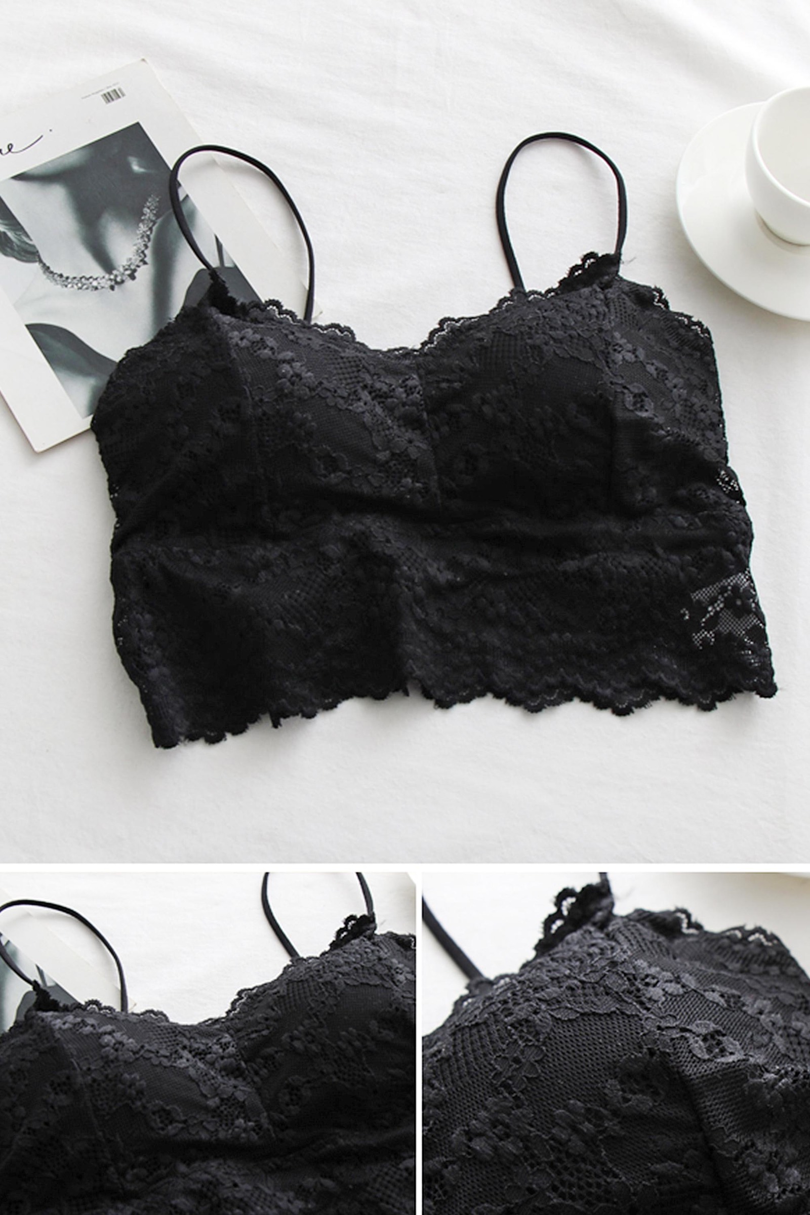 black lace bra top