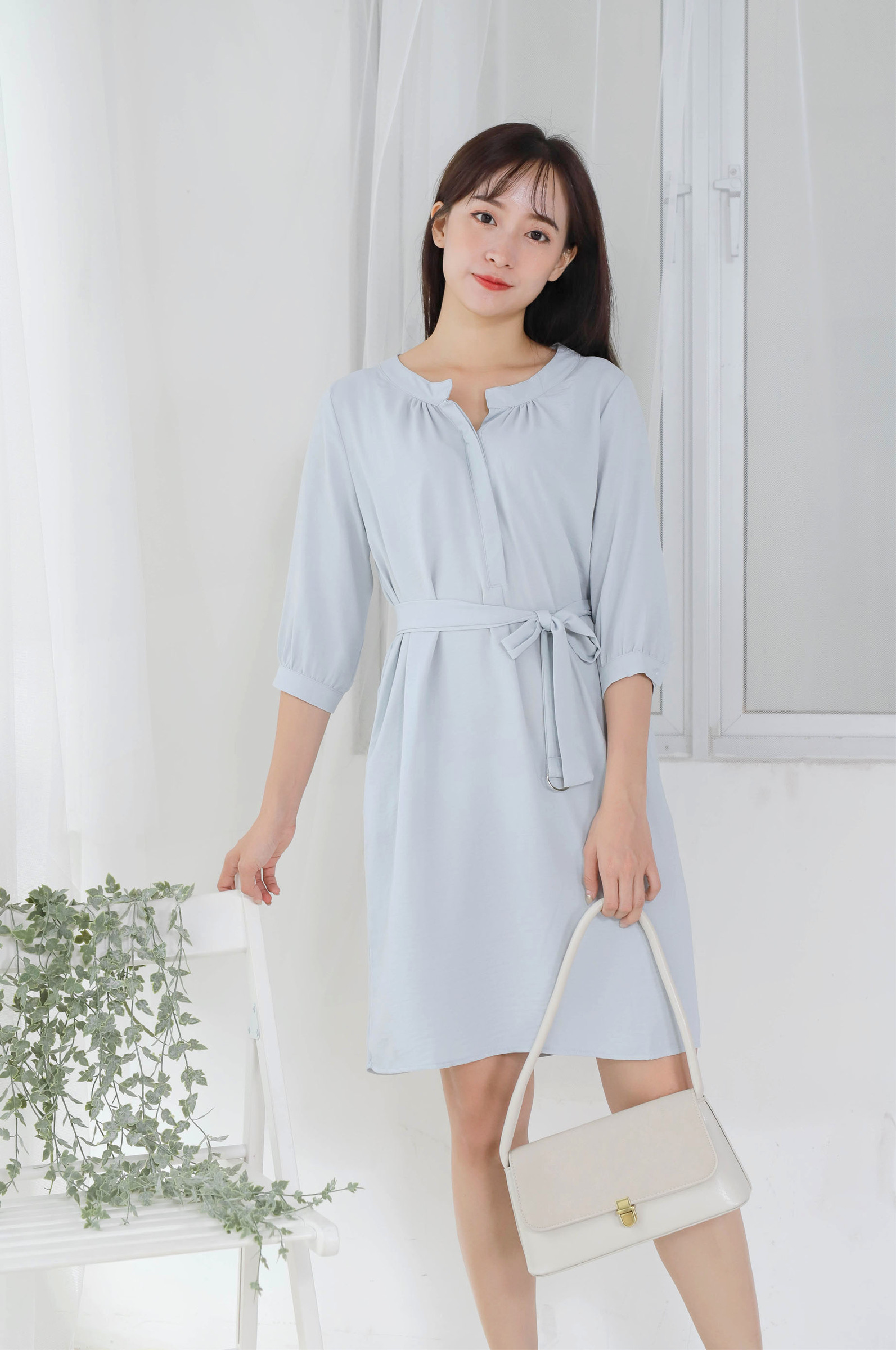 Mandarin collar shirt dress Clearance