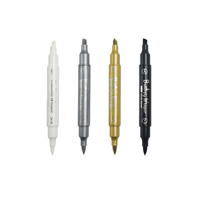 110-120 4色雙頭丙烯彩繪筆-金屬色(黑白金銀)_5(800)