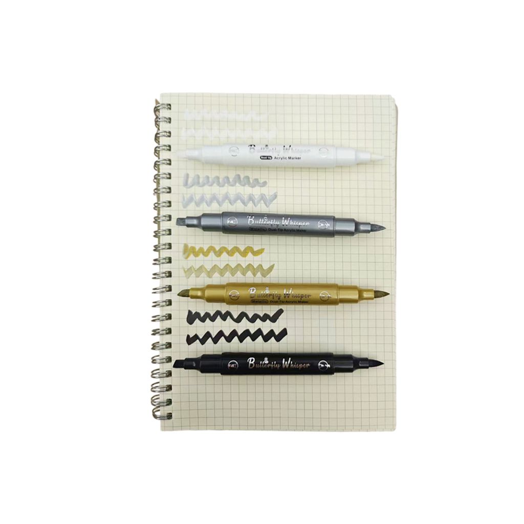 110-120 4色雙頭丙烯彩繪筆-金屬色(黑白金銀)_6(800)