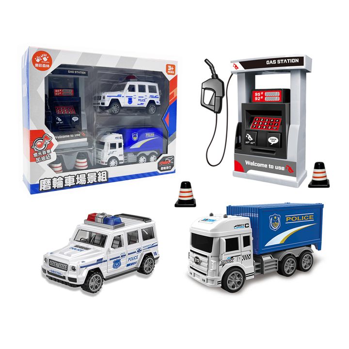 4713319969826_磨輪警車場景組(附聲光加油站)(混款)款式1-包裝+內容官網800