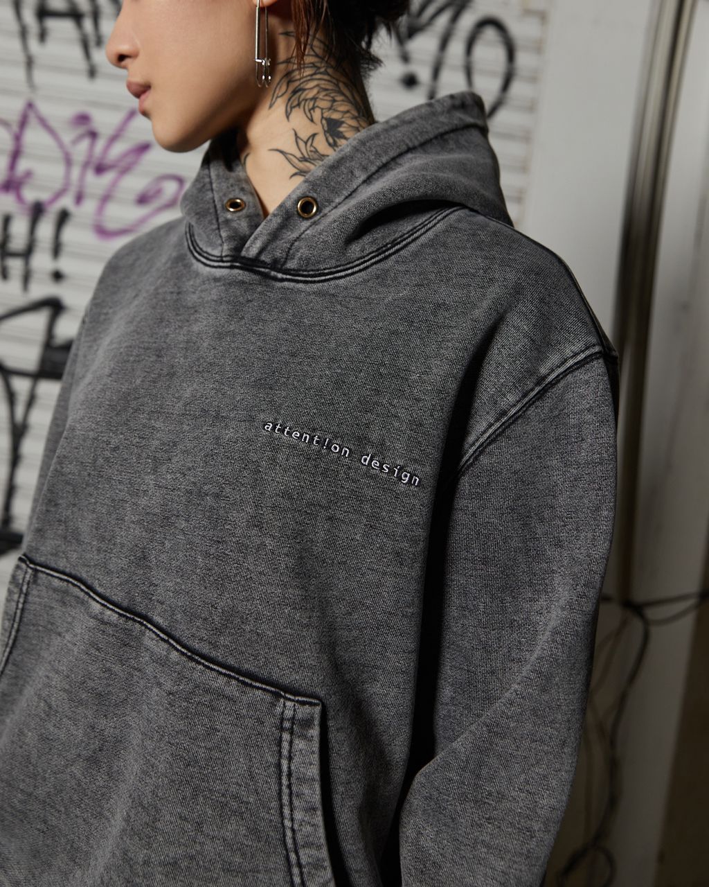 Attn Acid Wash Hoodie – attent!on design