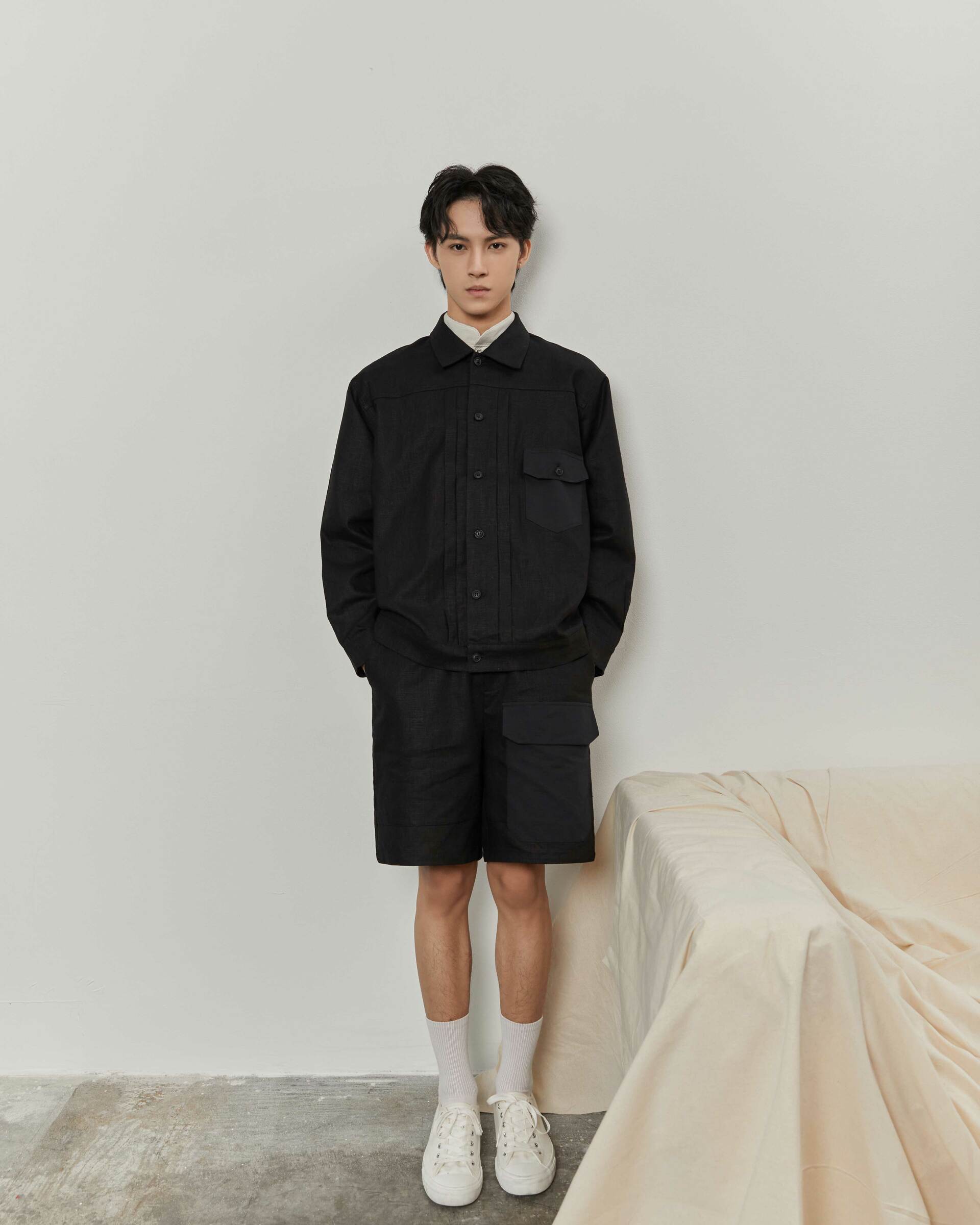 Attn Cotton Linen Patch Pocket Shorts