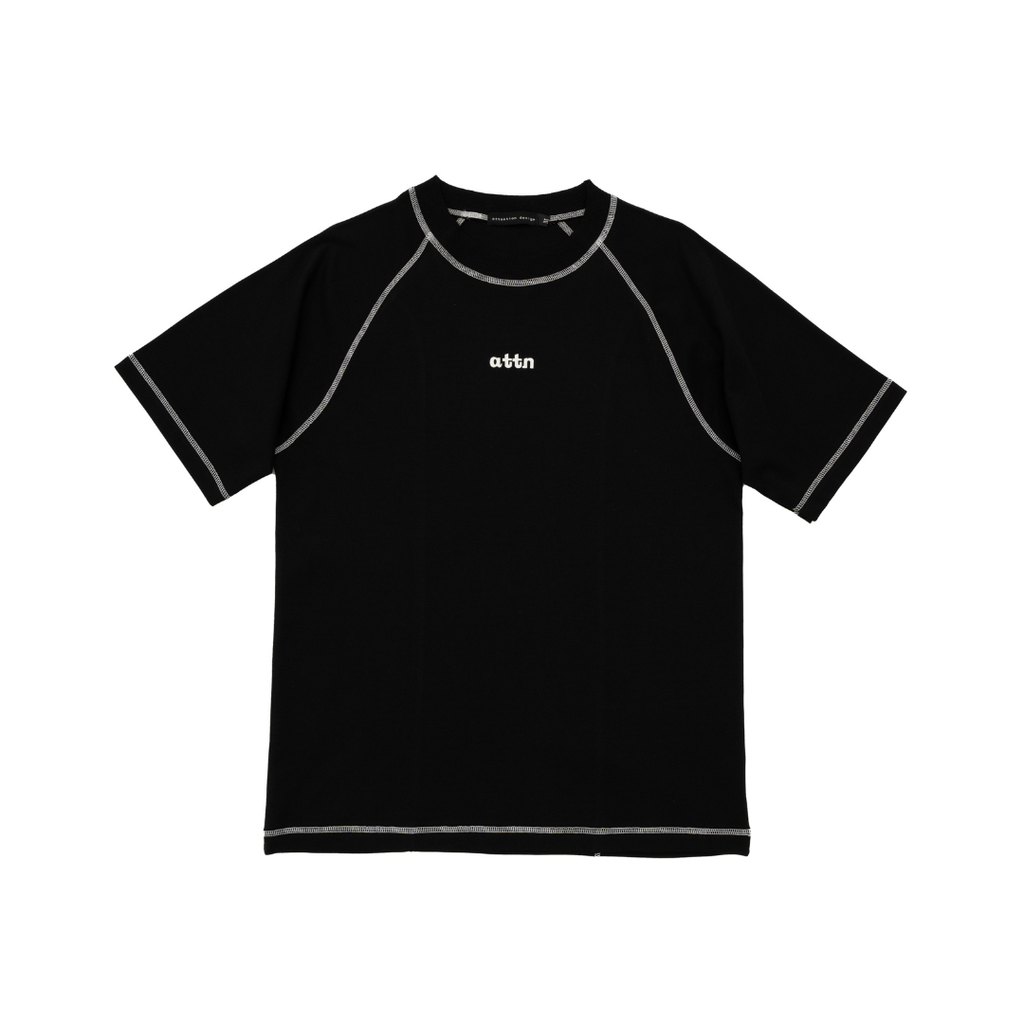 black contrast stitching front