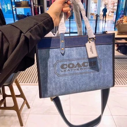 coach field tote denim
