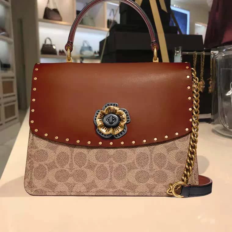 coach coated canvas signature parker top handle bolsa