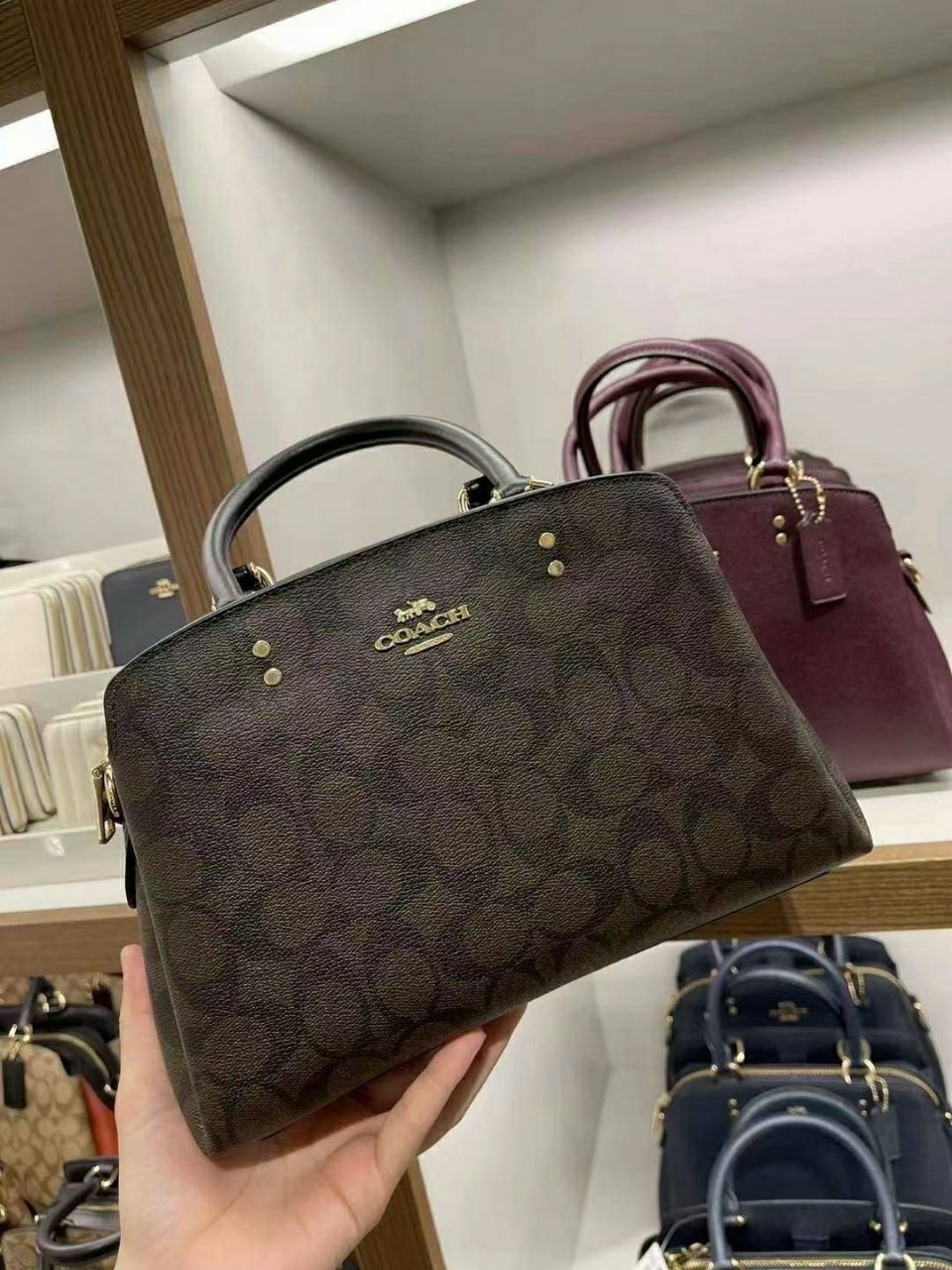 coach mini lillie carryall red