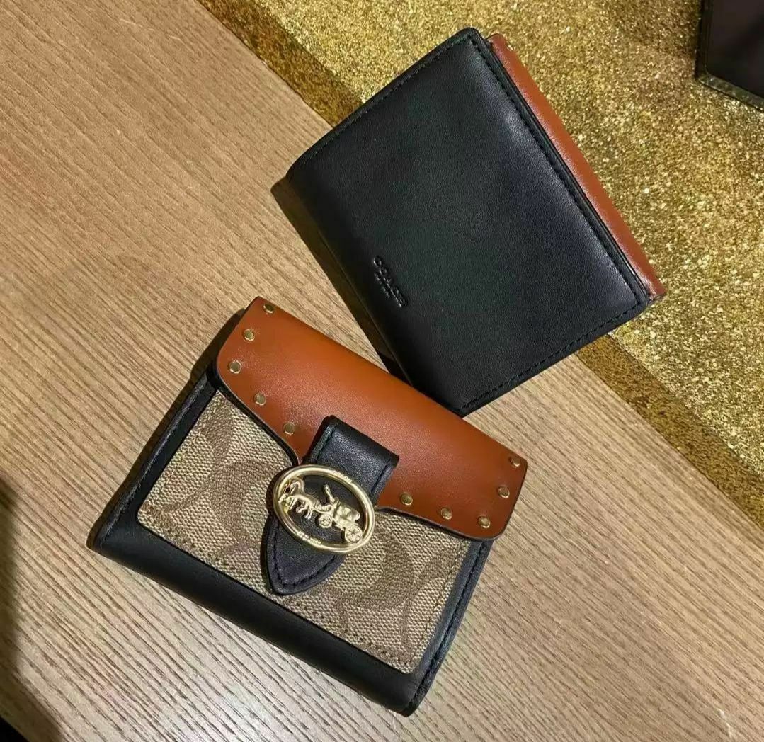 coach small wallet in colorblock signature canvas