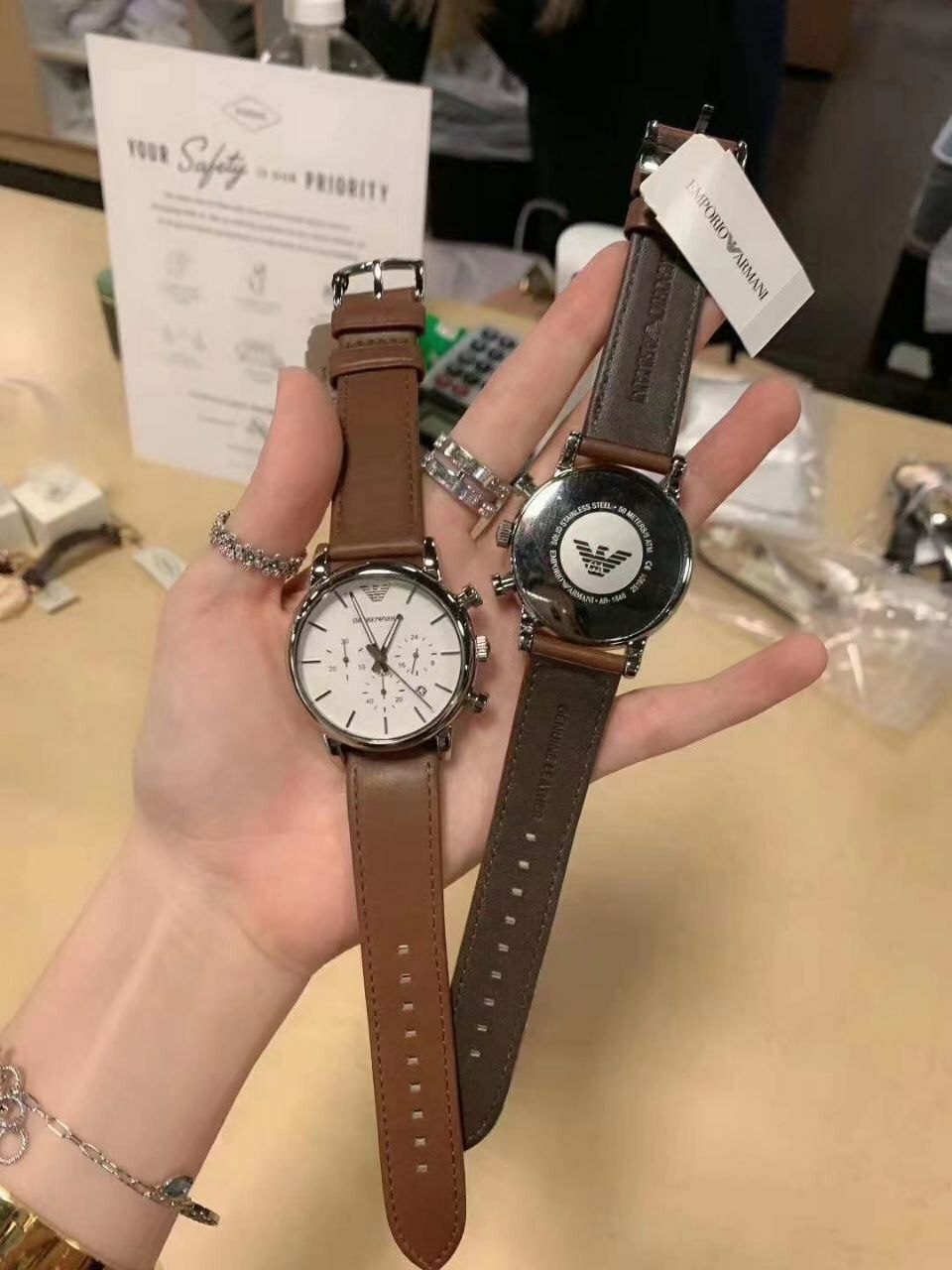 AR1846 CHRONOGRAPH BROWN LEATHER WATCH 