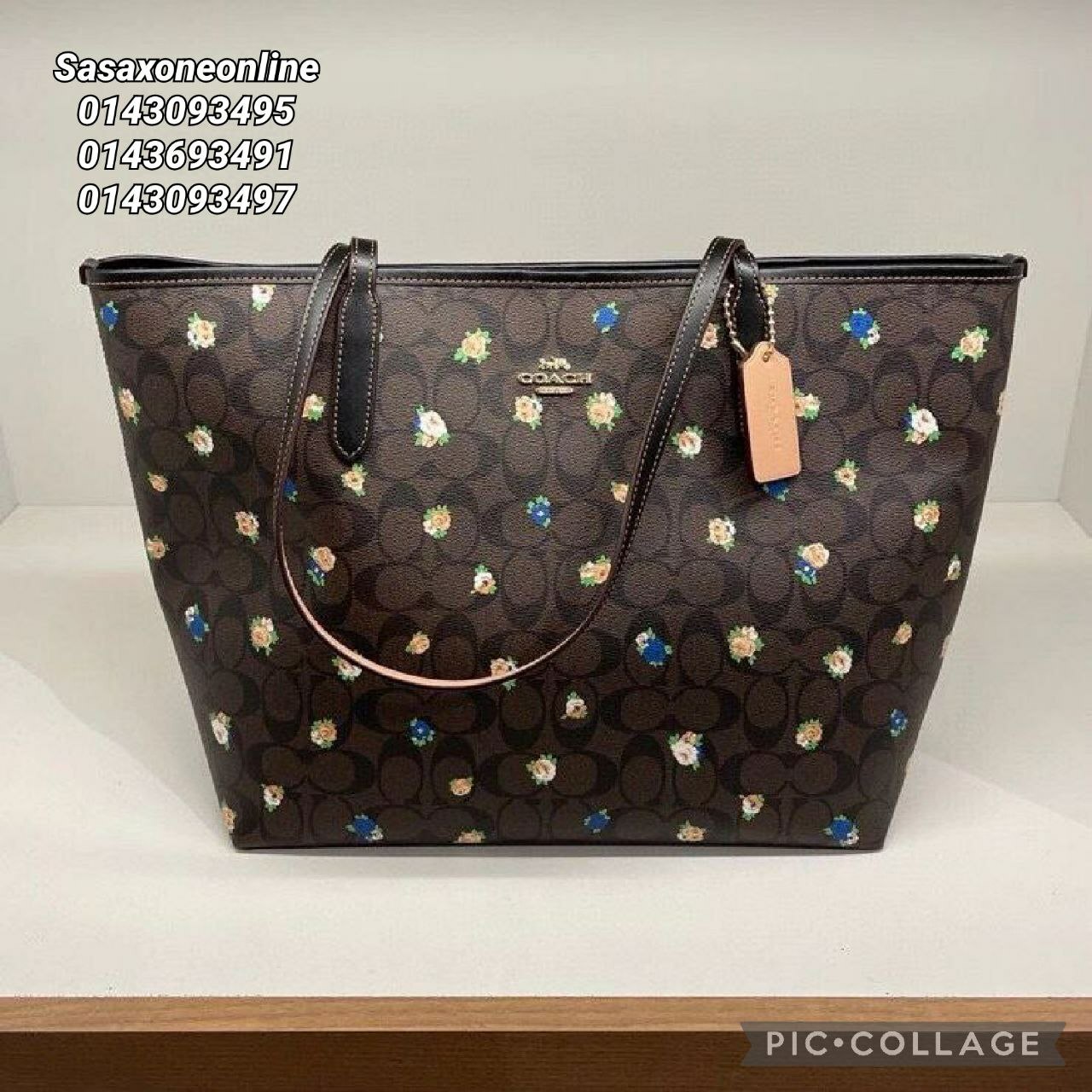city tote in signature canvas with vintage rose print