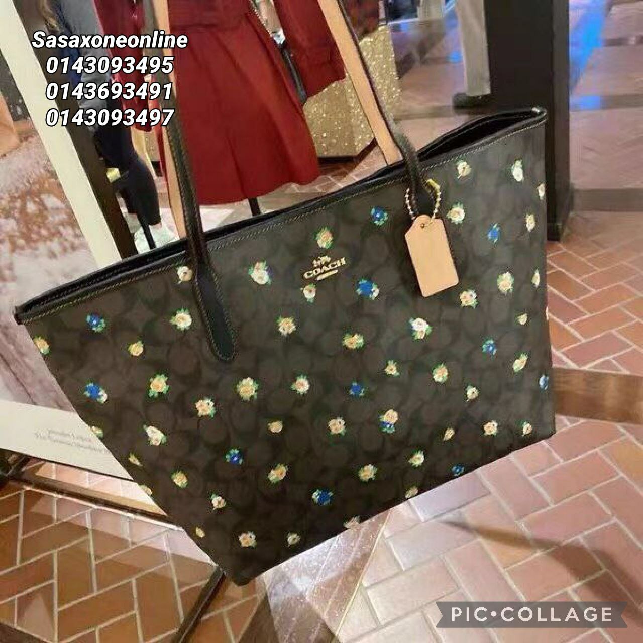 city tote in signature canvas with vintage rose print