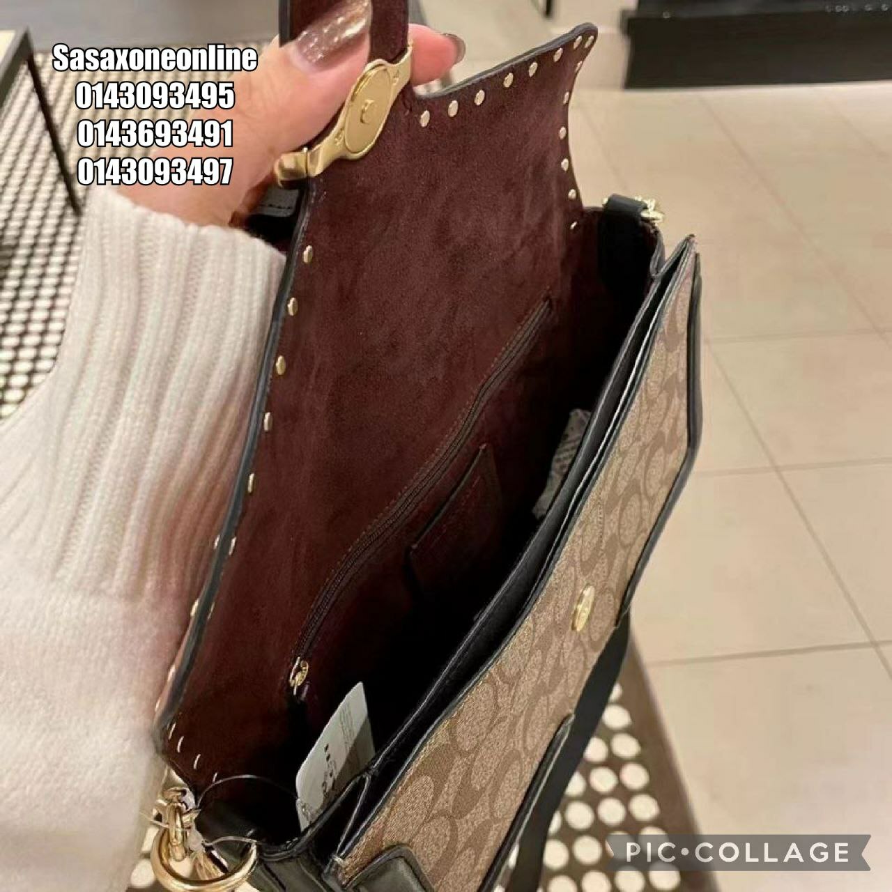 georgie shoulder bolsa in colorblock signature canvas with rivets