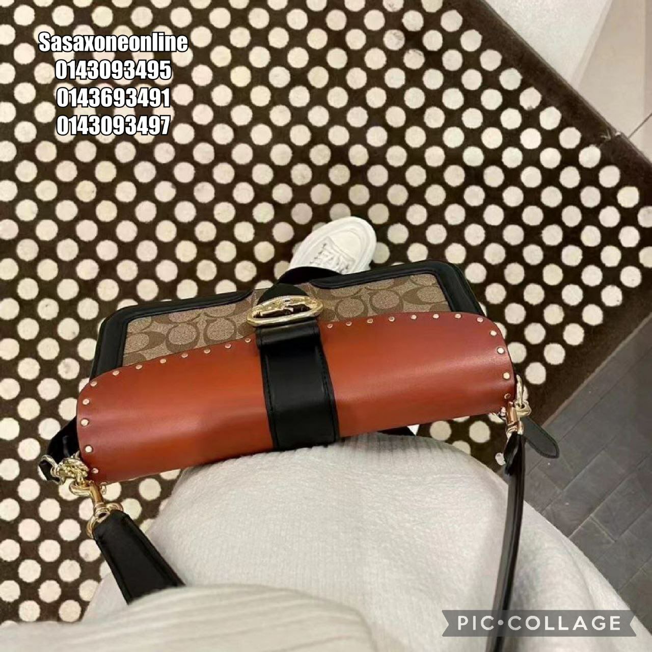 georgie shoulder bolsa in colorblock signature canvas with rivets