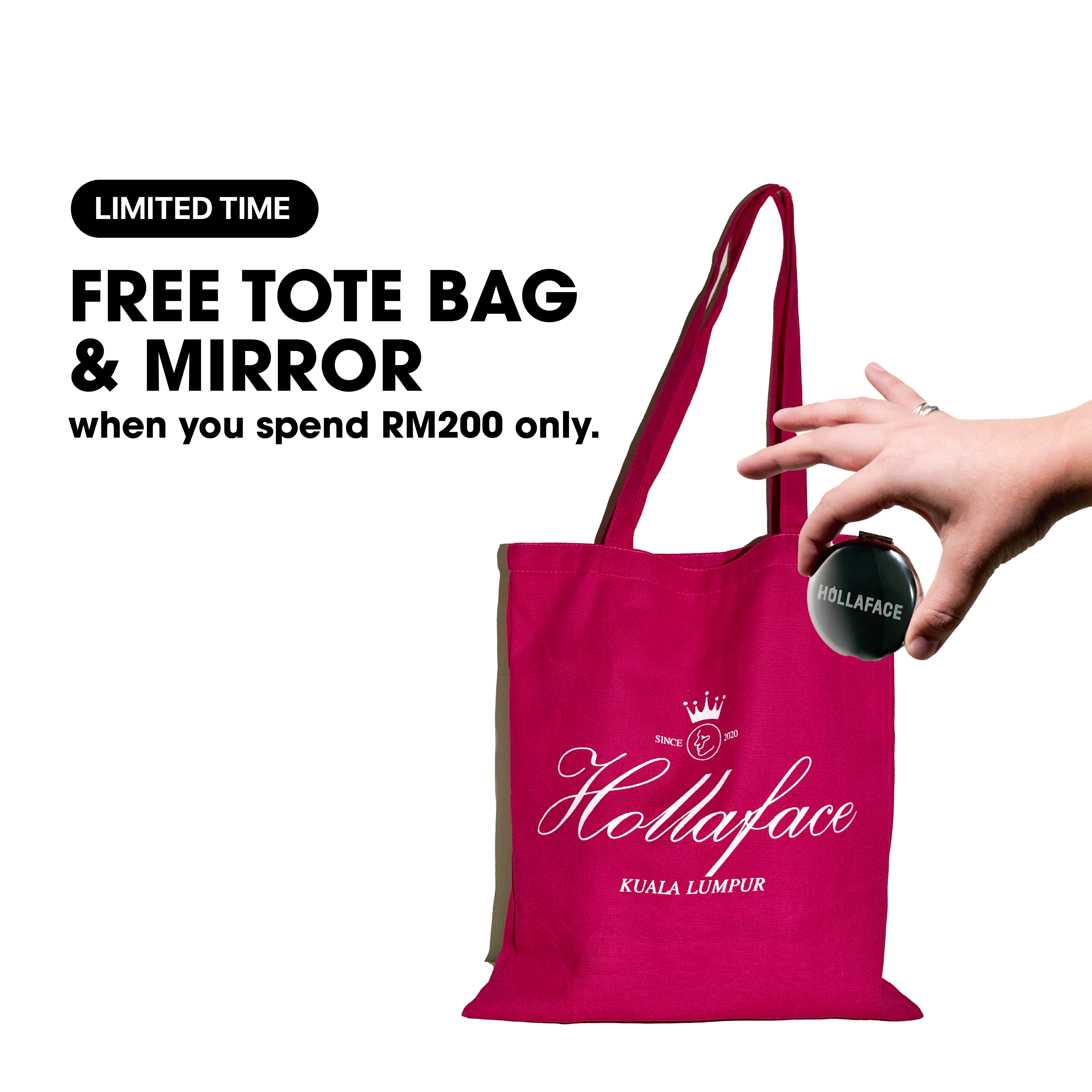 free magenta tote bag mirror square