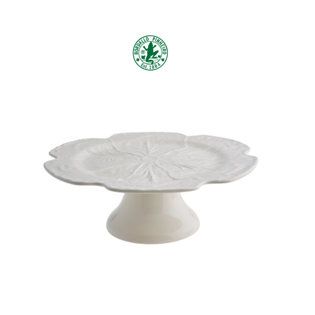Bordallo Pinheiro Cabbage Cake Stand 31cm Cream Mamaleya Home