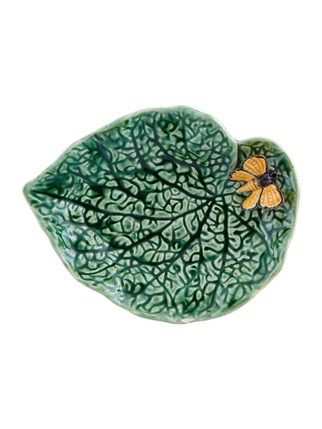 Bordallo Pinheiro Countryside Leaves - Begonia Leaf with Butterfly 20cm
