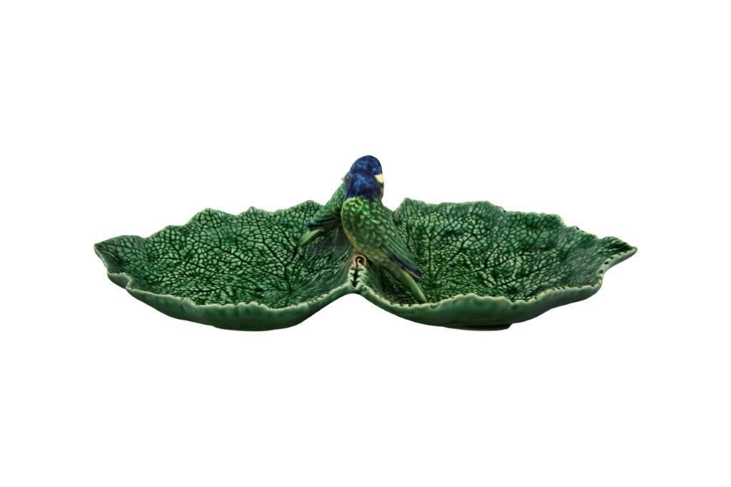 65002944 Bordallo Pinheiro Leaves Double leaf with two birds