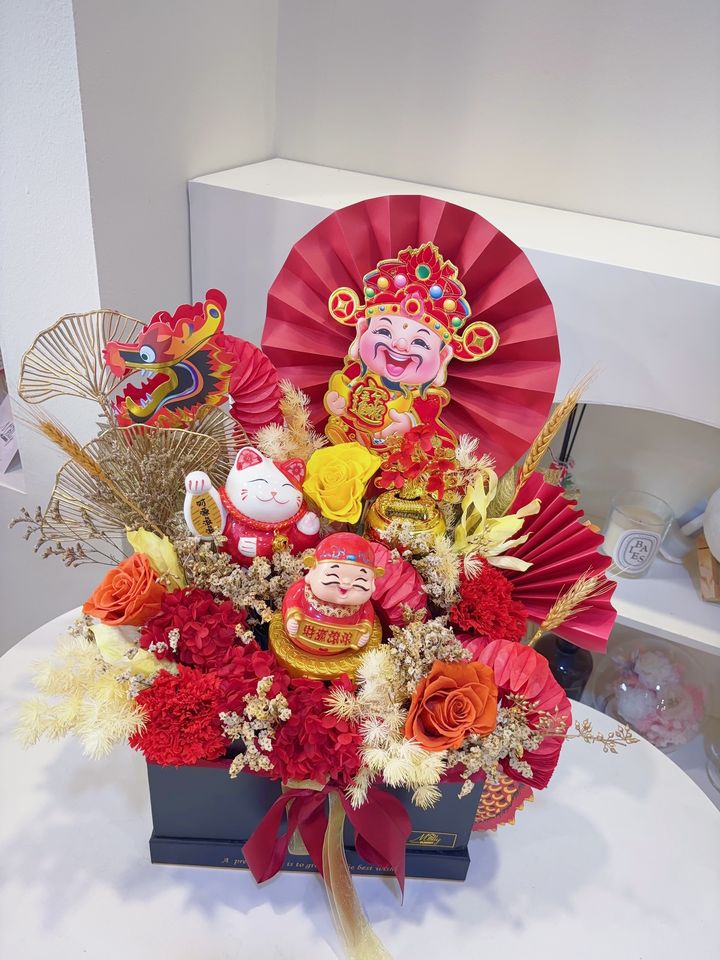 Fortune Cat Opening Preserved Flower Box KL Same Day Delivery 53