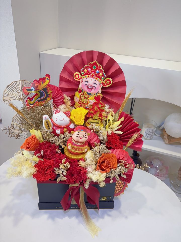 Fortune Cat Opening Preserved Flower Box KL Same Day Delivery 53