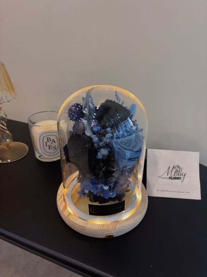 Black Secret Preserved Glass Dome Long Lasting Flower Gift