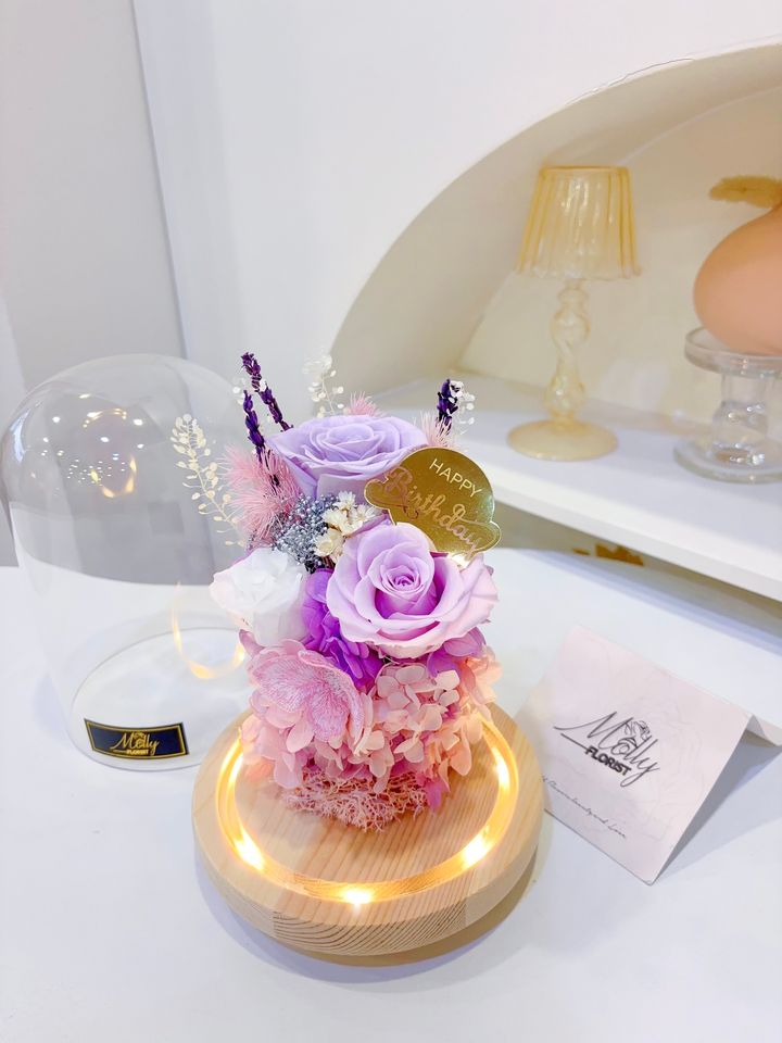 Luxury Birthday Preserved Flower Glass Dome Kl Delivery Gift