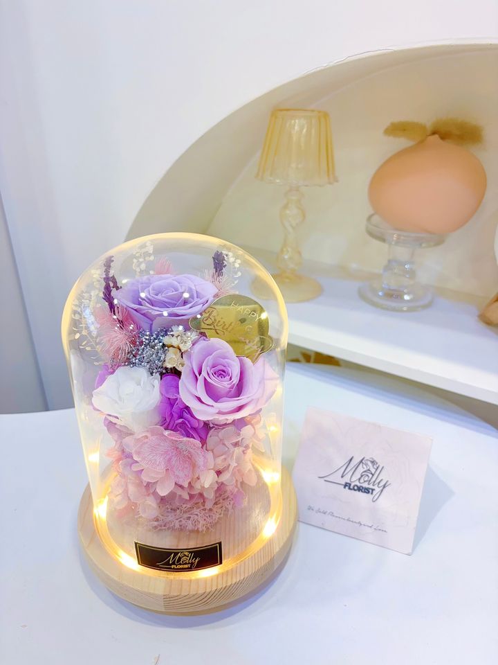 Luxury Birthday Preserved Flower Glass Dome Kl Delivery Gift