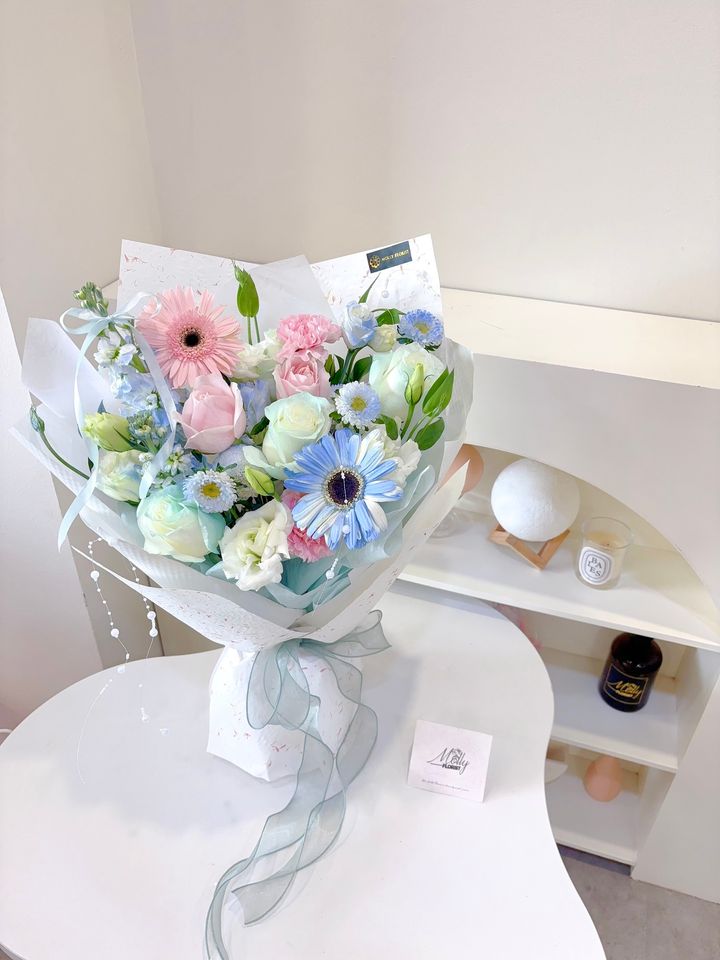 Korean Pastel Fresh Flower Arrangement Bouquet KL Same Day Delivery