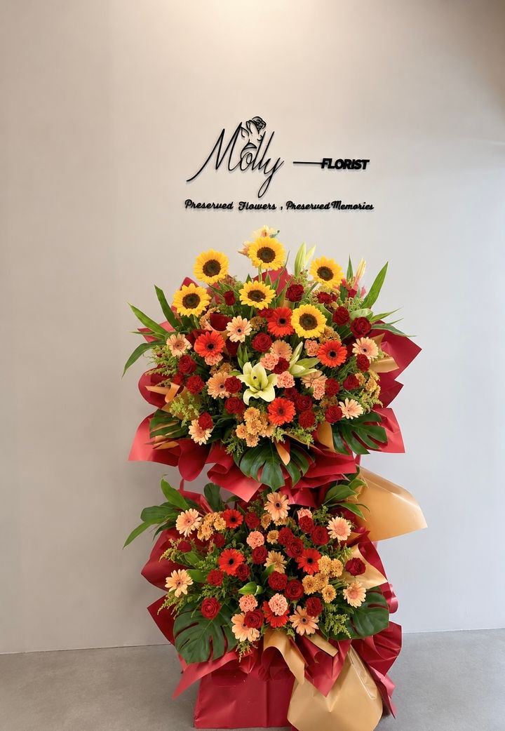 Sunflower 2 Layer Grand Opening Flower Stand KL Same Day Delivery