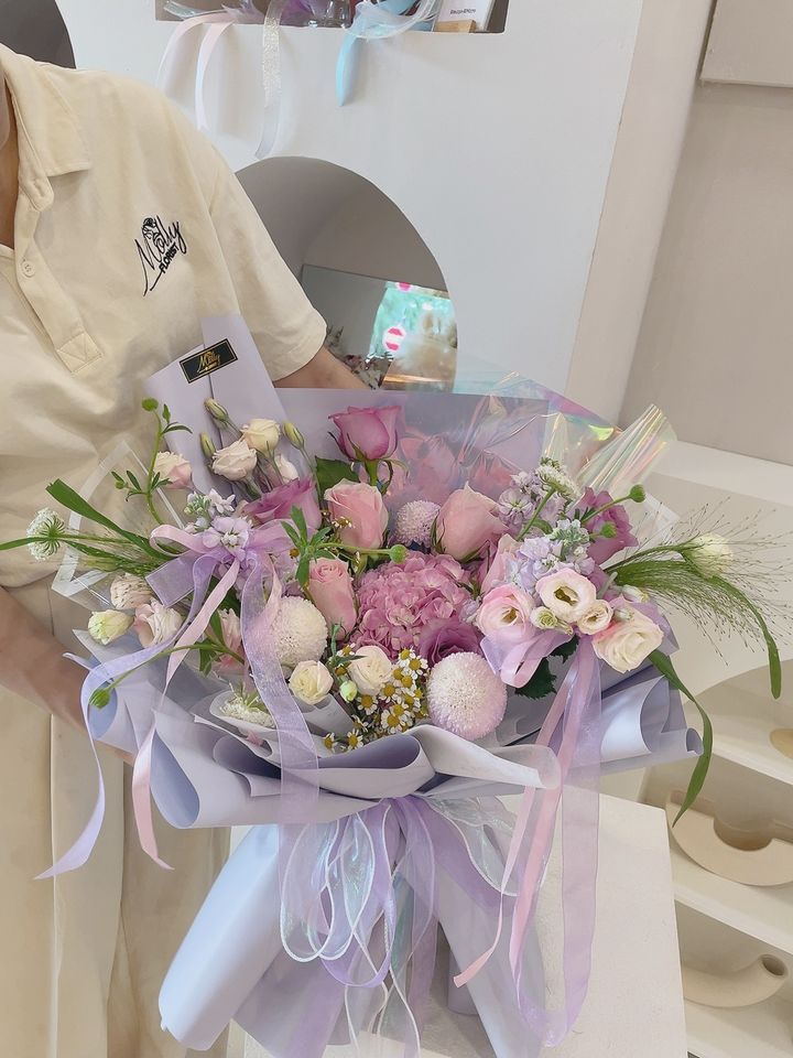 L size Ballet Purple Fresh Flowers